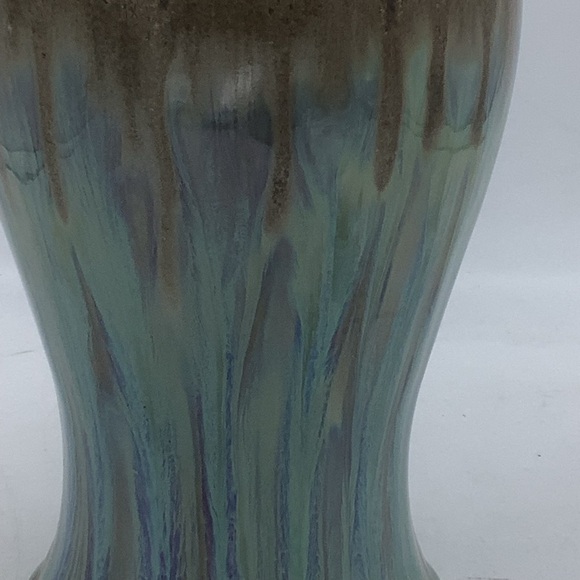 Brown Ceramic Vase with Turquoise Glaze and Round Handles - Picture 5 of 11